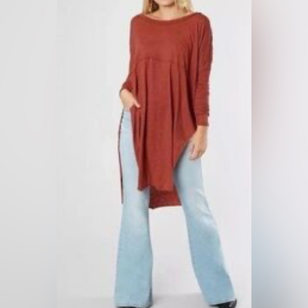 We the Free Rust Split Seam Drop Should Cotton Tunic Tee Sz S